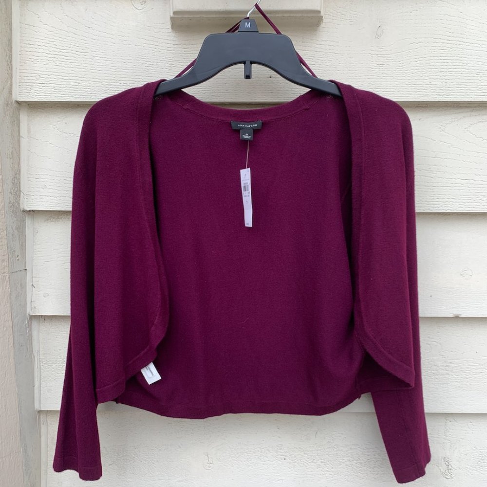 NWT ANN TAYLOR Burgundy Cardigan, Size S